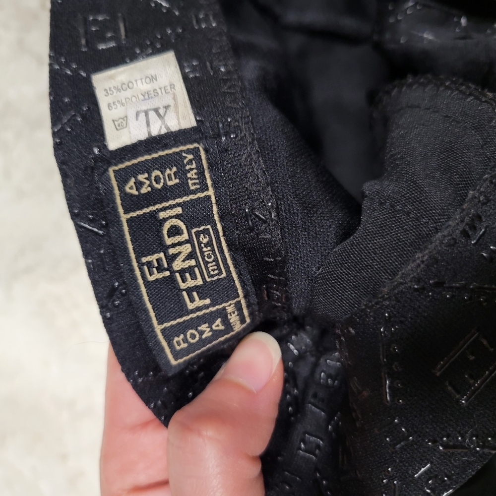 Vintage Fendi FF Zucca Monogram Embossed Pants Black Straight Leg Y2K Designer - Picture 6 of 12